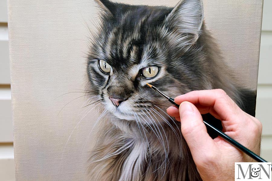 Commissions cat pet portraits in oils by Nicholas Beall.