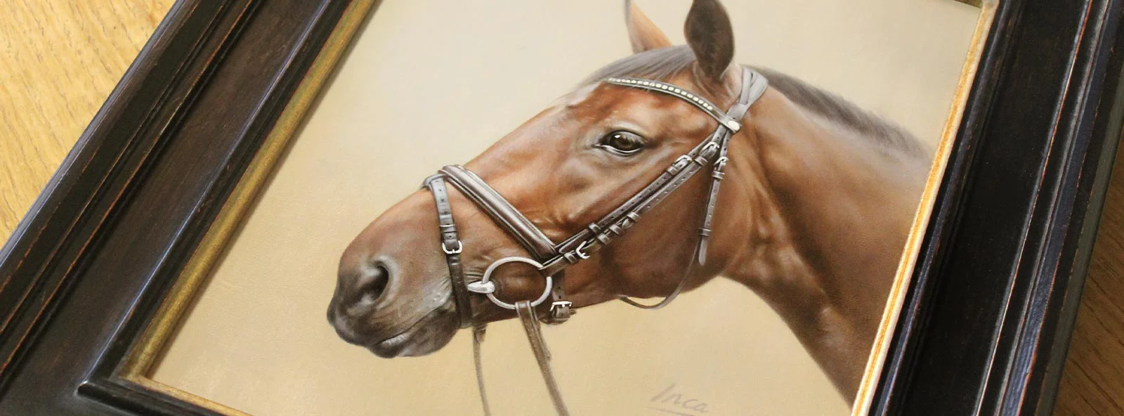 Comprehensive gallery of framed horse portraits in oil commissions A selection of framed horse portraits in oils by Nicholas Beall, showcasing various styles and settings